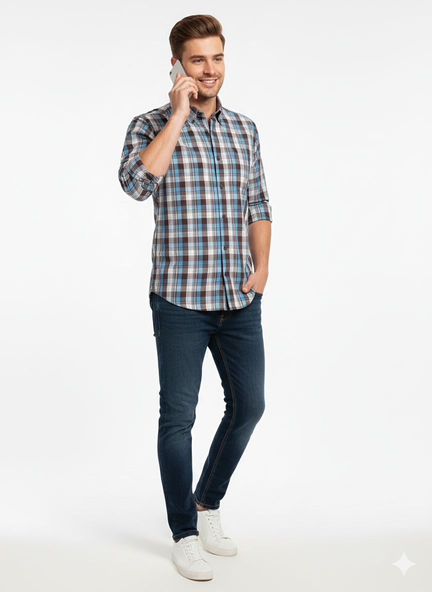 100% cotton checks Regular fit shirt - Image 3